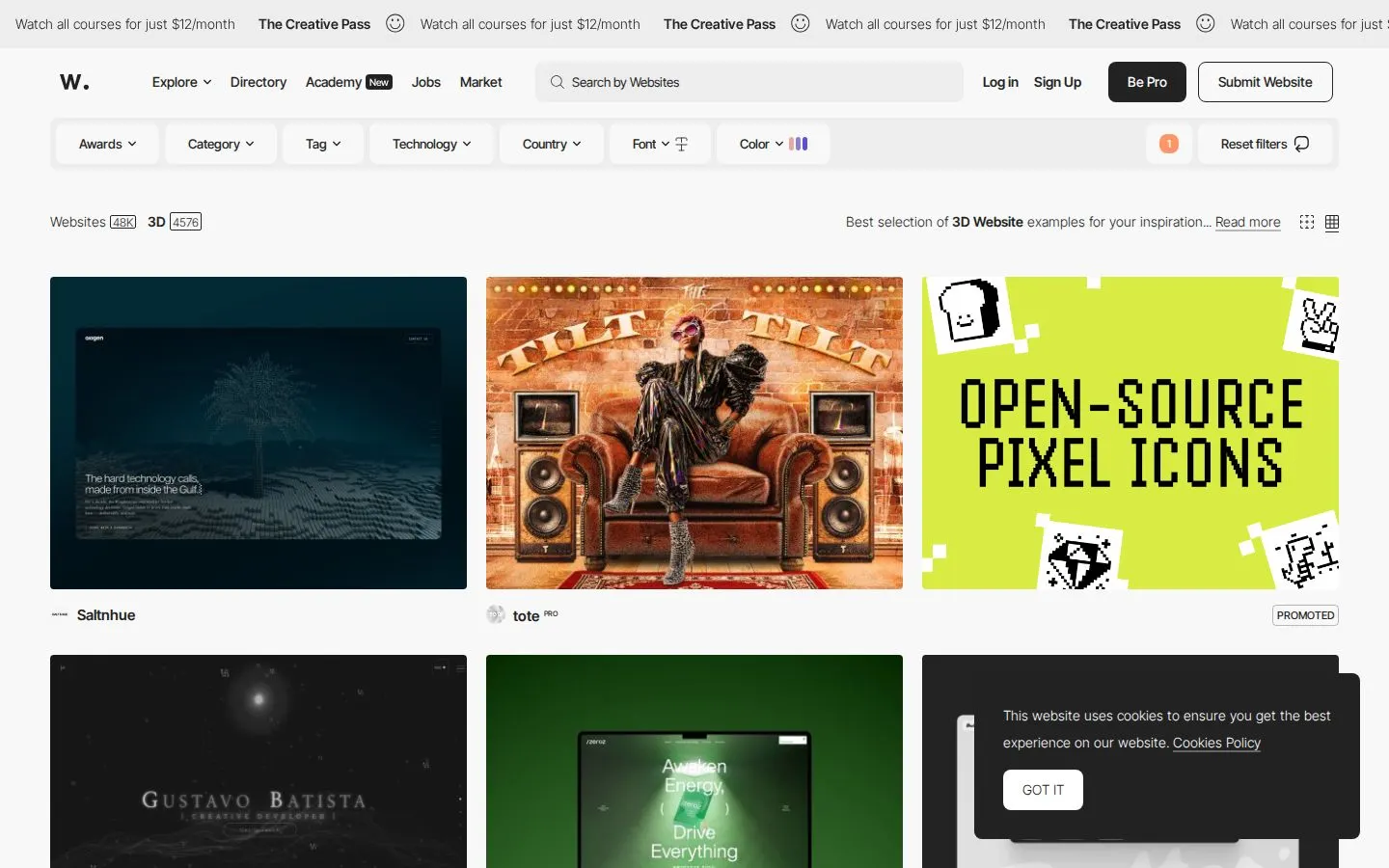 Awwwards 3D/WebGL screenshot