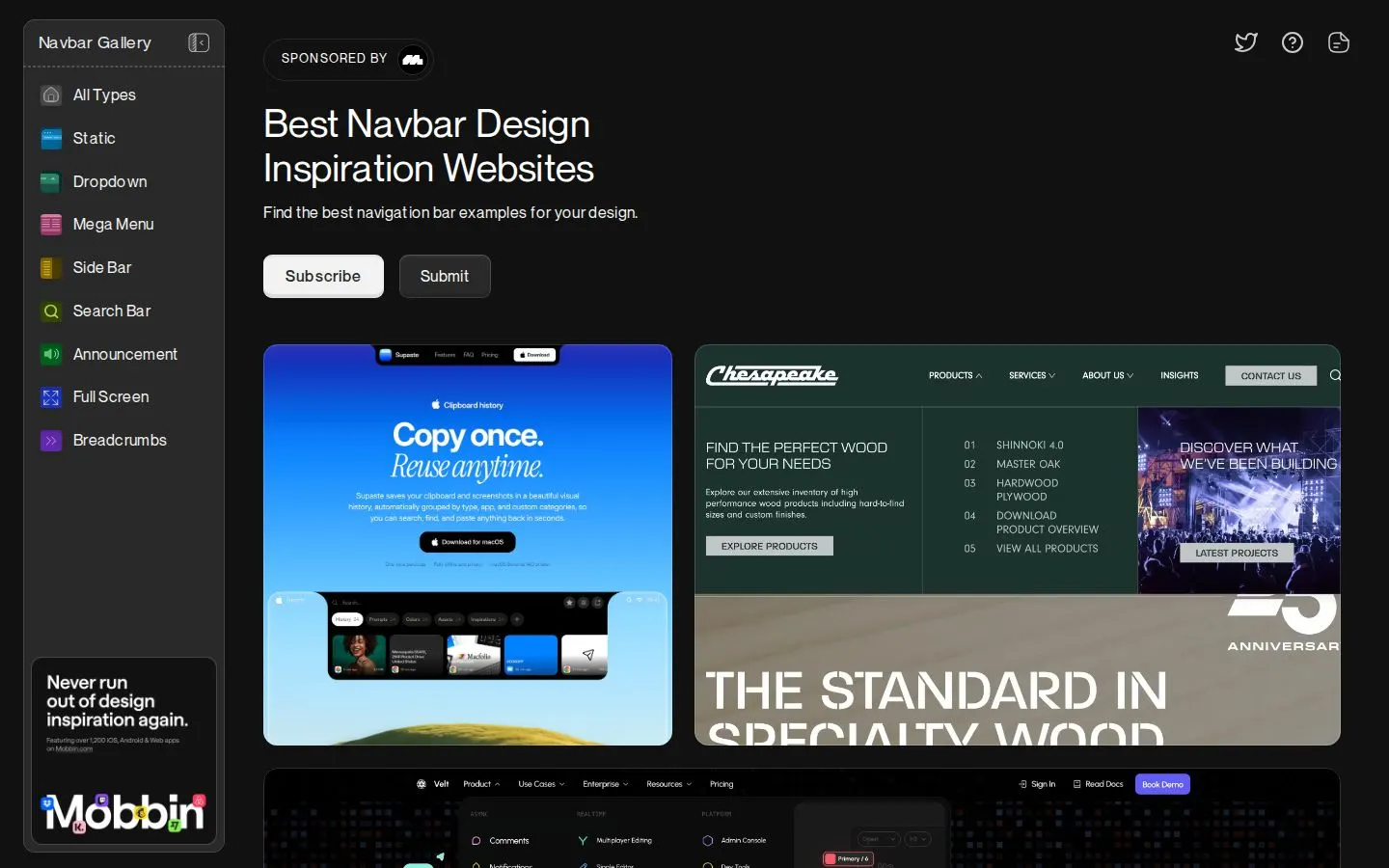 Navbar Gallery screenshot