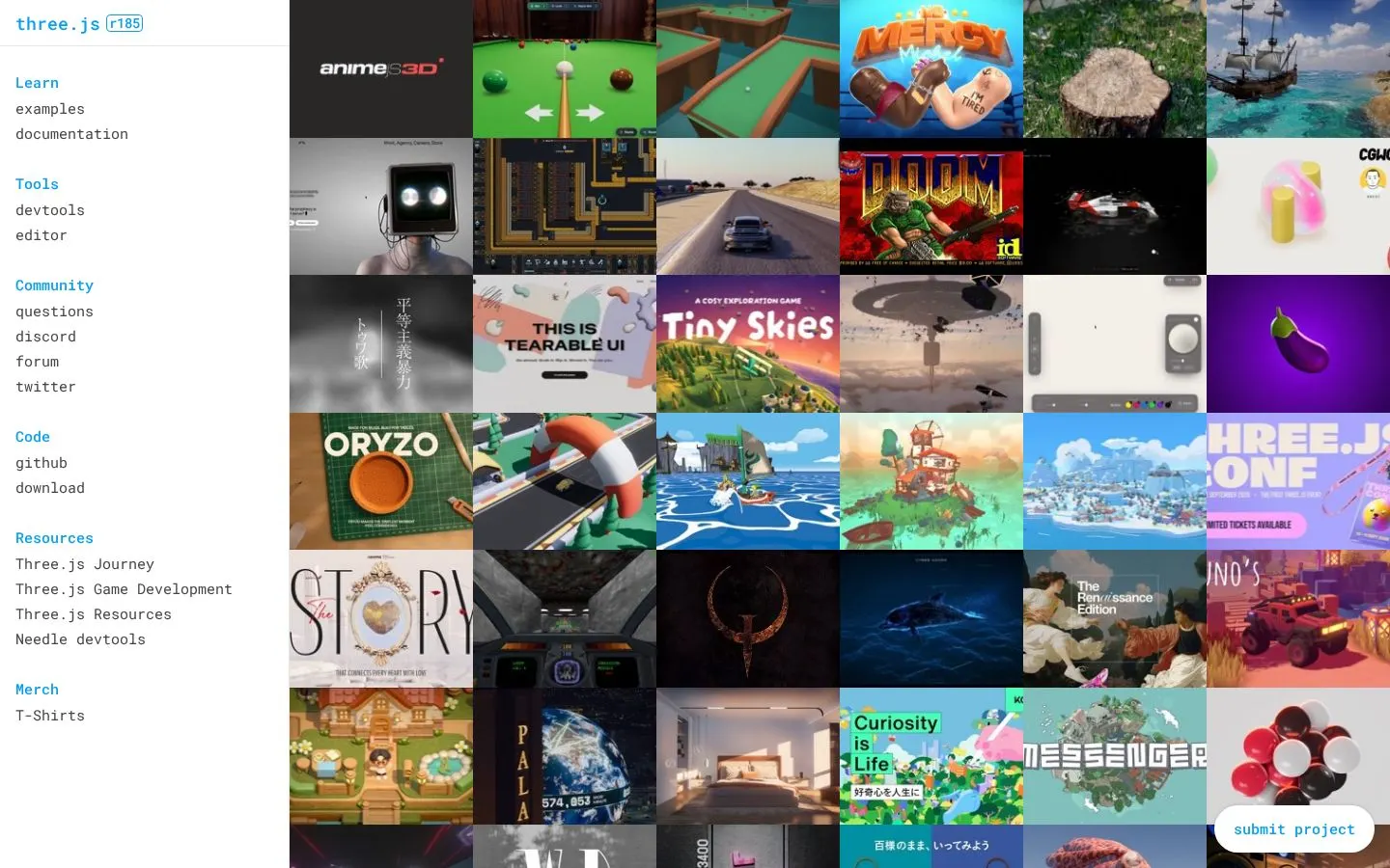 Three.js Showcase screenshot